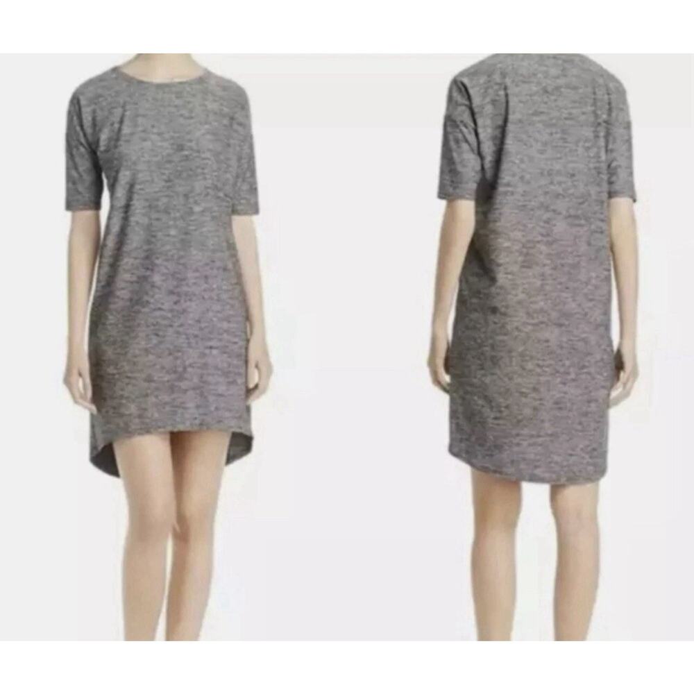 Eileen Fisher Recycled Fabric T-Shirt Dress Womens Sz M Hi Lo Hem Grey Melange